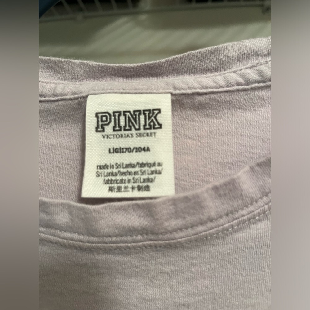 Pink Long Sleeve Tee with Tiny Rhinestone Detailing. Light Pink or Lavender